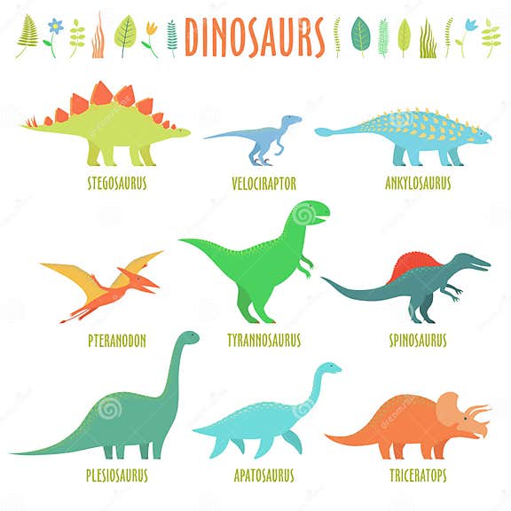 Dinosaurs types stock vector. Illustration of plesiosaurus - 95318153