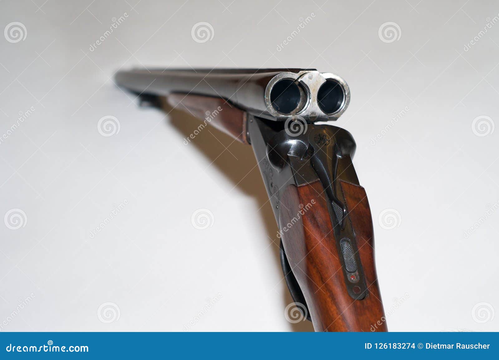 Double Barrel Shotgun with Open Breach Stock Photo - Image of army ...