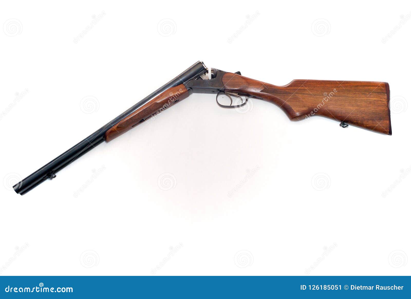 Double Barrel Shotgun with Open Breach Stock Image - Image of metal ...