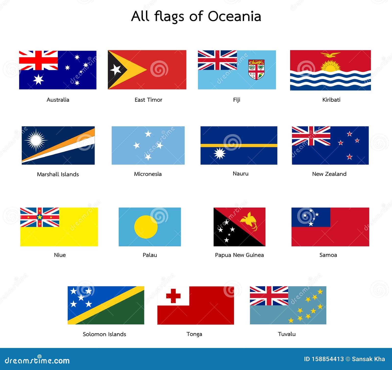 Flags of Oceania stock illustration. Illustration of circular - 158854413