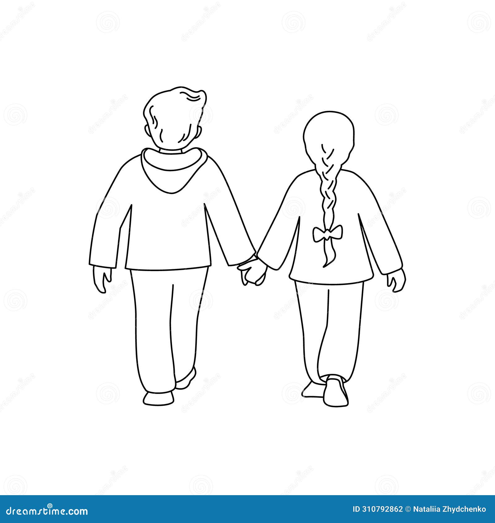 Girl and a boy walk stock vector. Illustration of faceless - 310792862