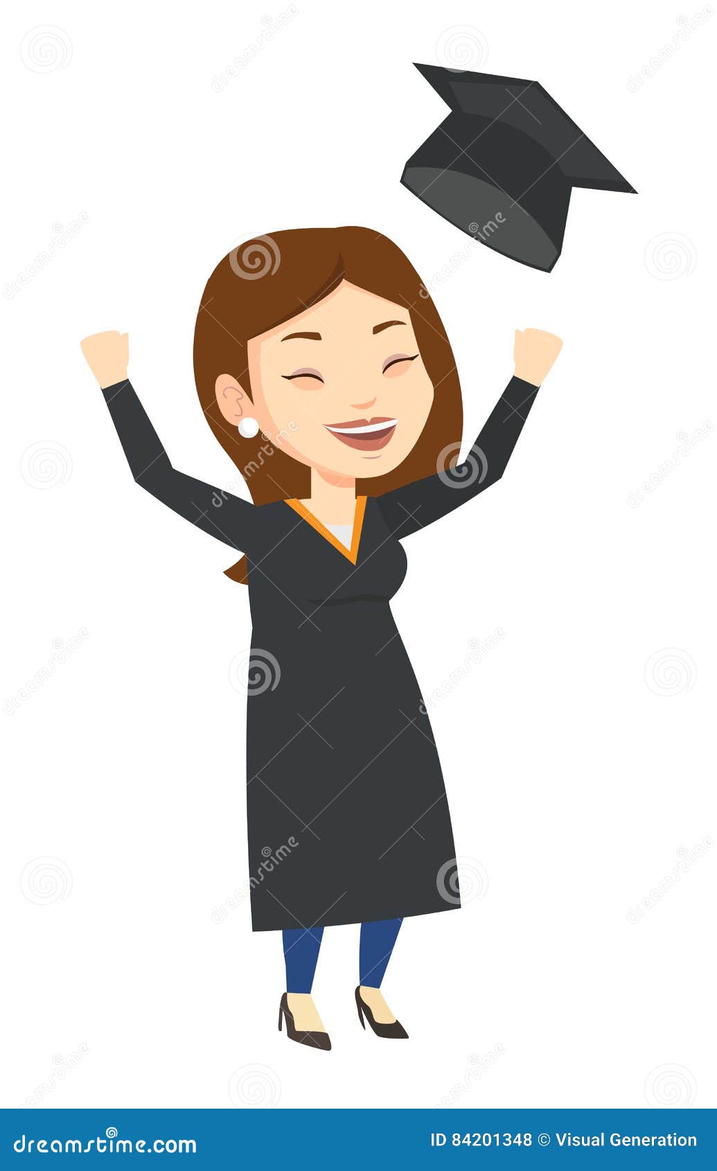 Graduate Throwing Up Graduation Hat. Stock Vector - Illustration of ... image.