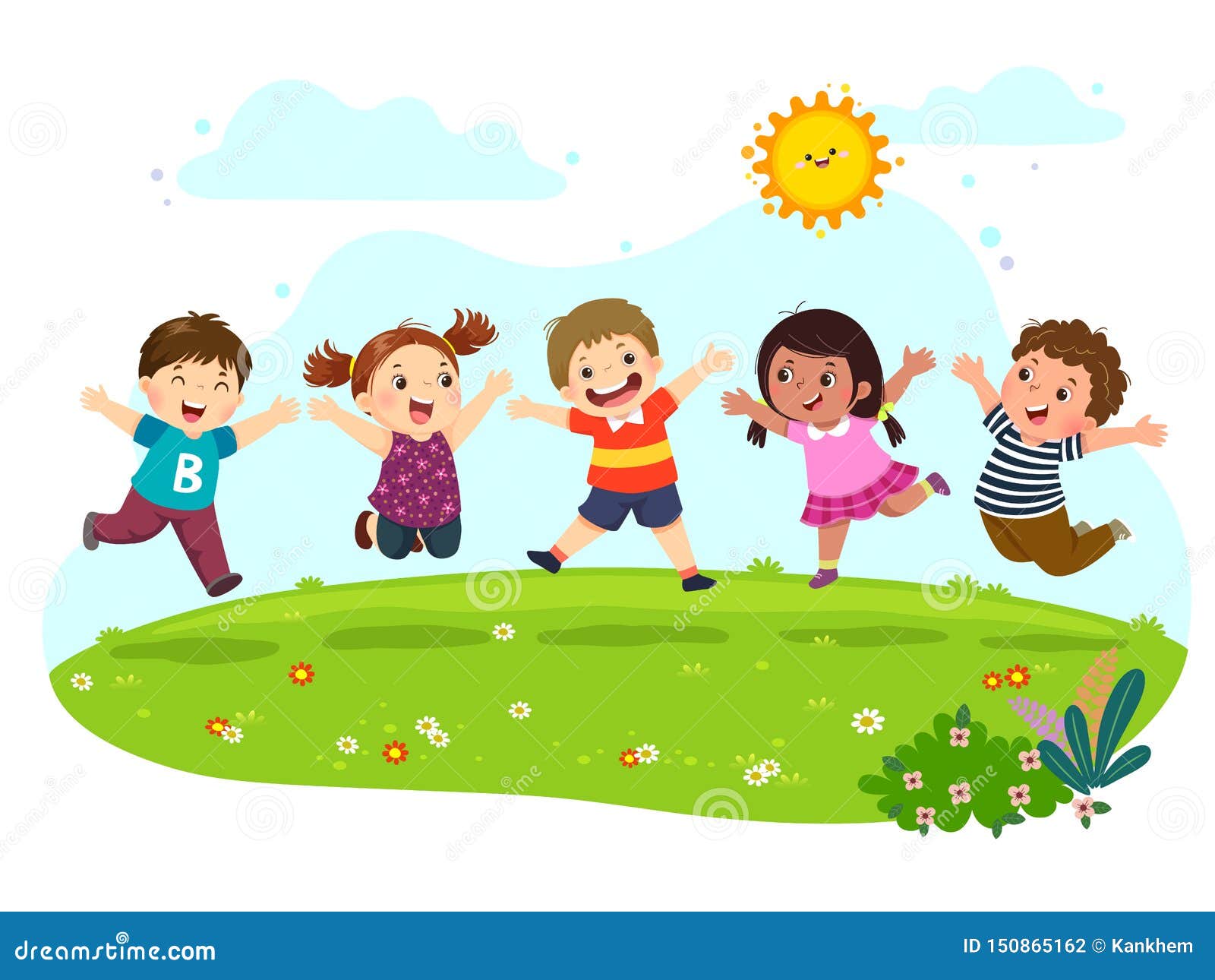 Happy Jumping Kids Clipart