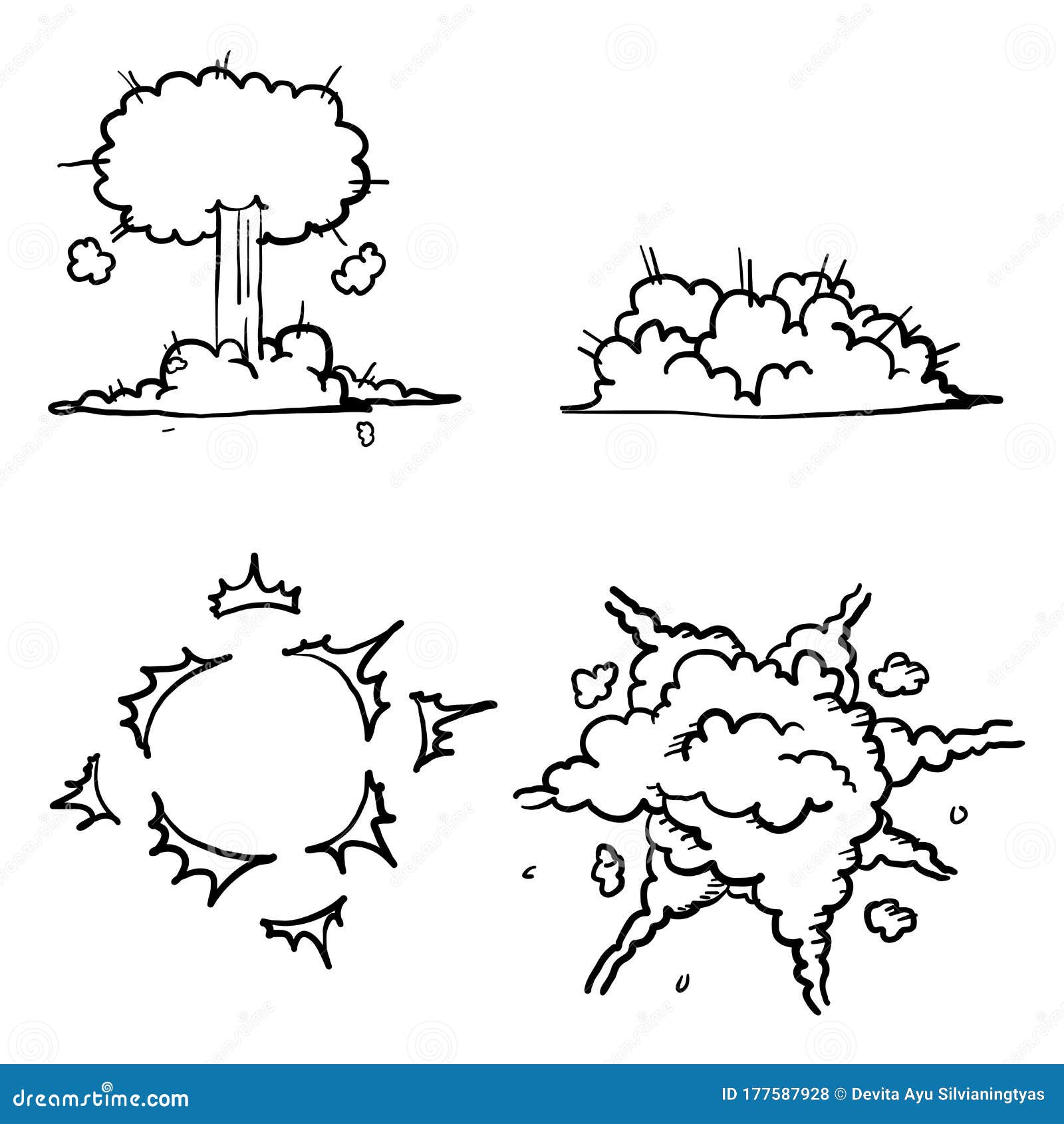 Hand Drawn Cartoon Bomb Explosion. Dynamite Explosions, Danger ...