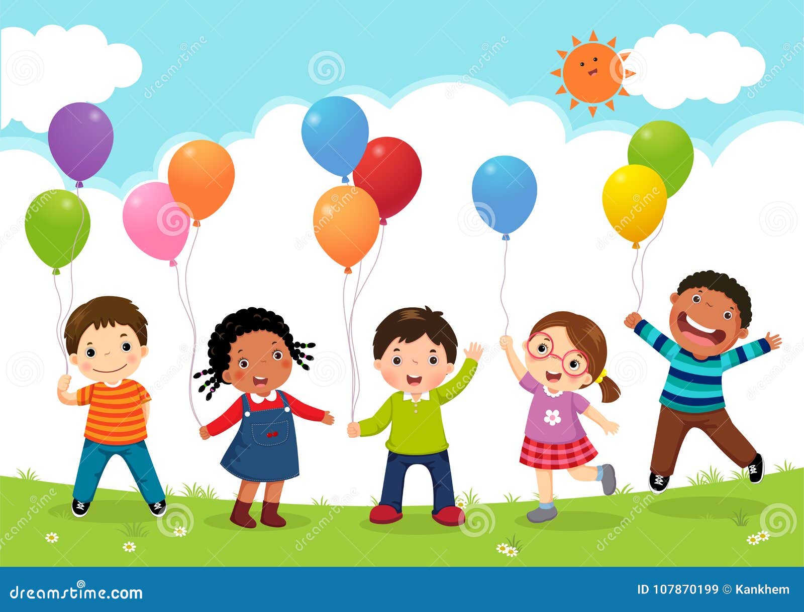 Happy Kids Jumping Clipart