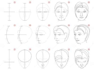 How To Draw Sketch of Human Head in Different Positions. Creation Step ...