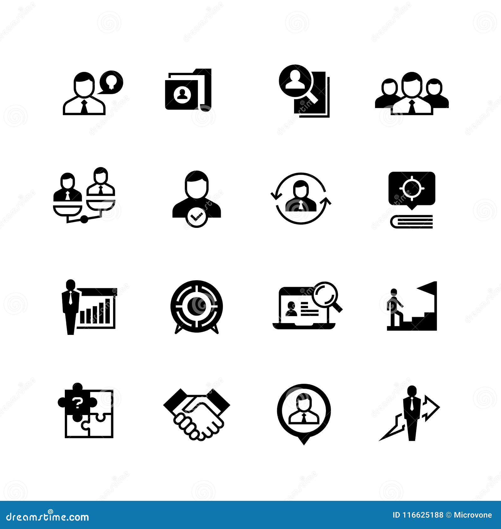 Human Resources and Person Management Icons. Job Interview, Employee ...