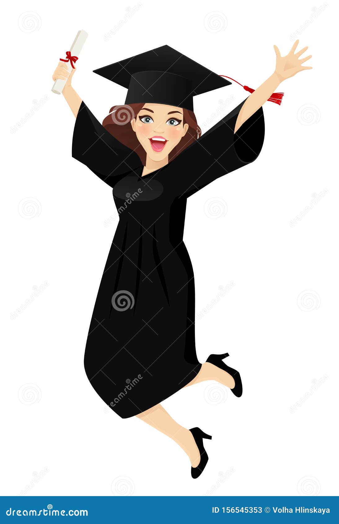 Jumping woman stock vector. Illustration of holding - 156545353