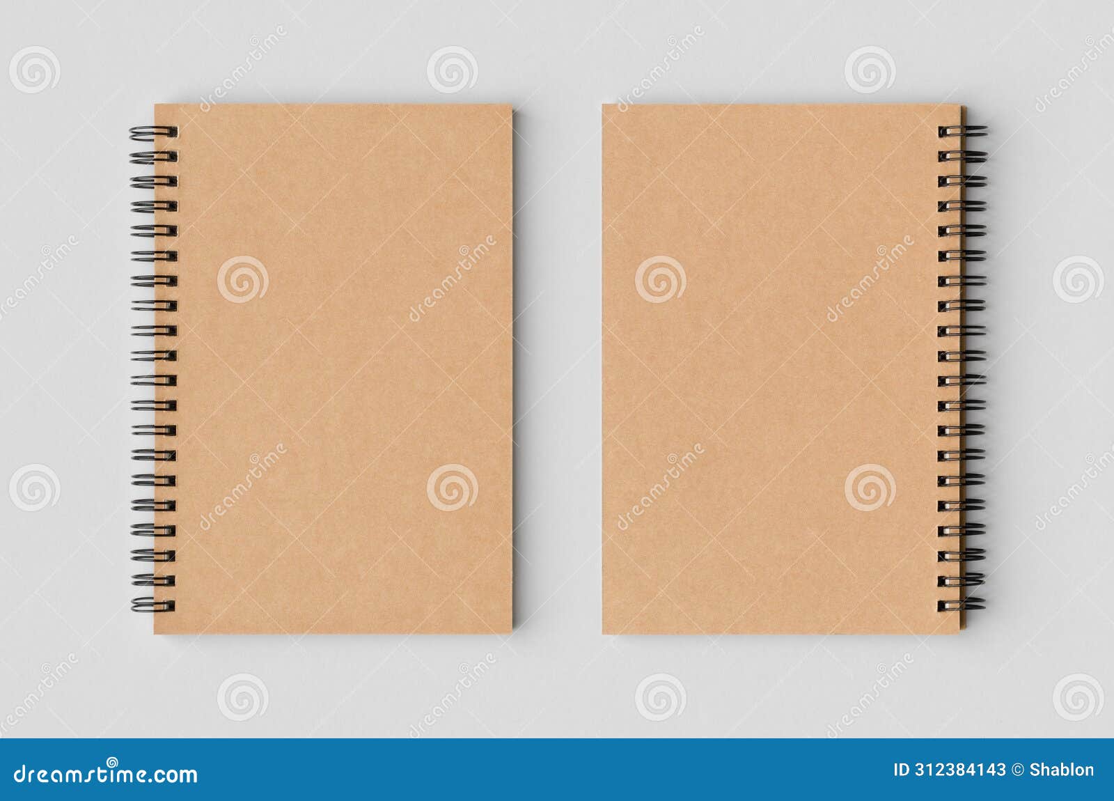 Kraft Spiral Notebook Mockup, Cover and Backside Stock Image - Image of ...