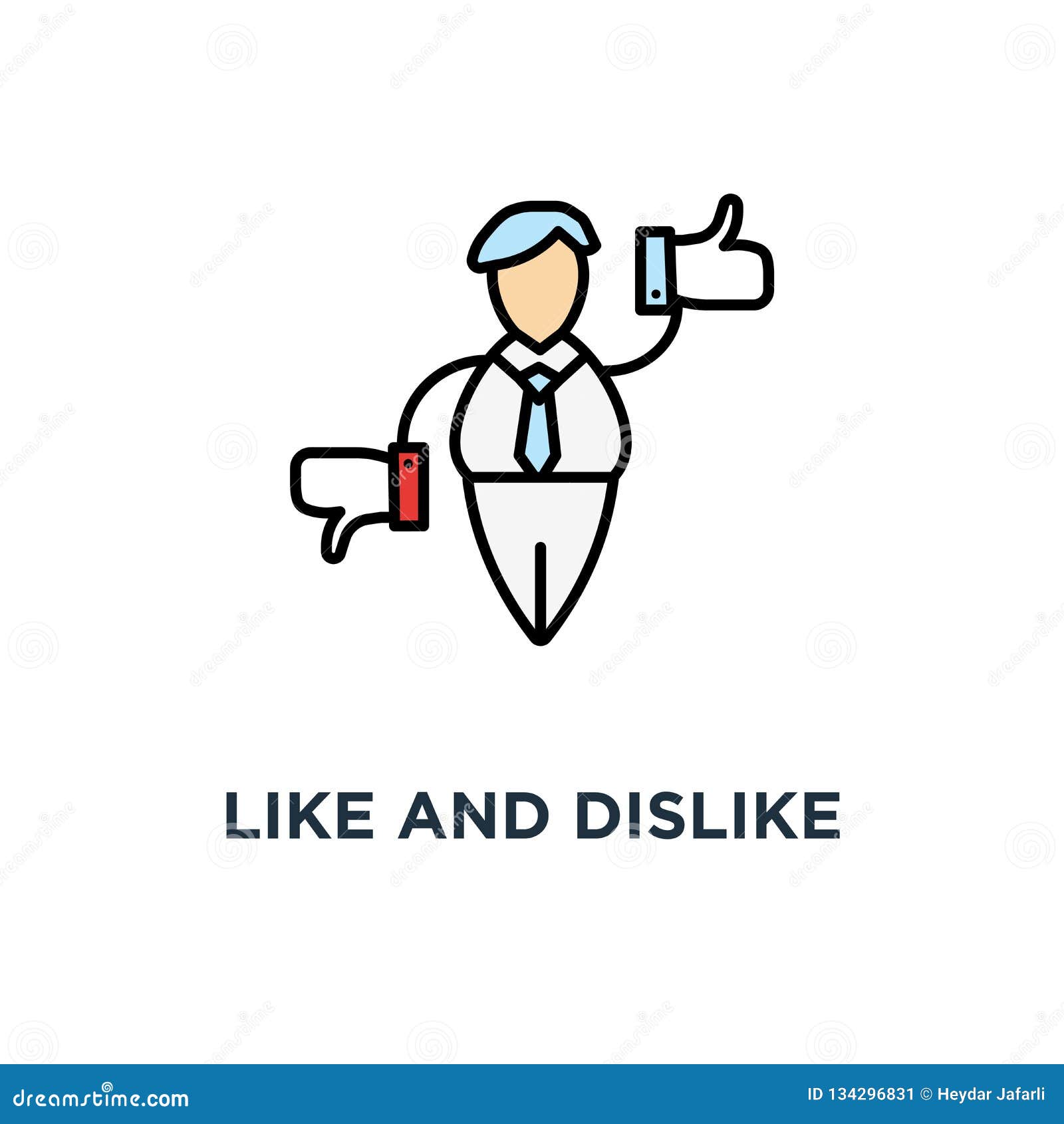 Like and Dislike Icon, Symbol of Social Media Marketing, Cute Cartoon ...