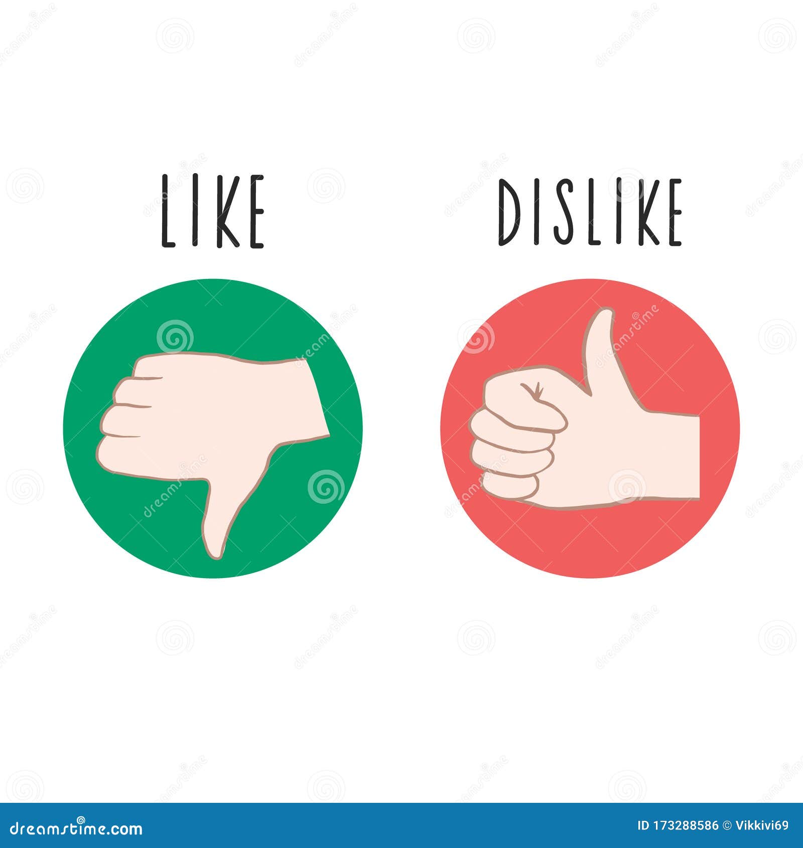 Like and Dislike. Vector Colored Illustration in Cartoon Style Stock ...