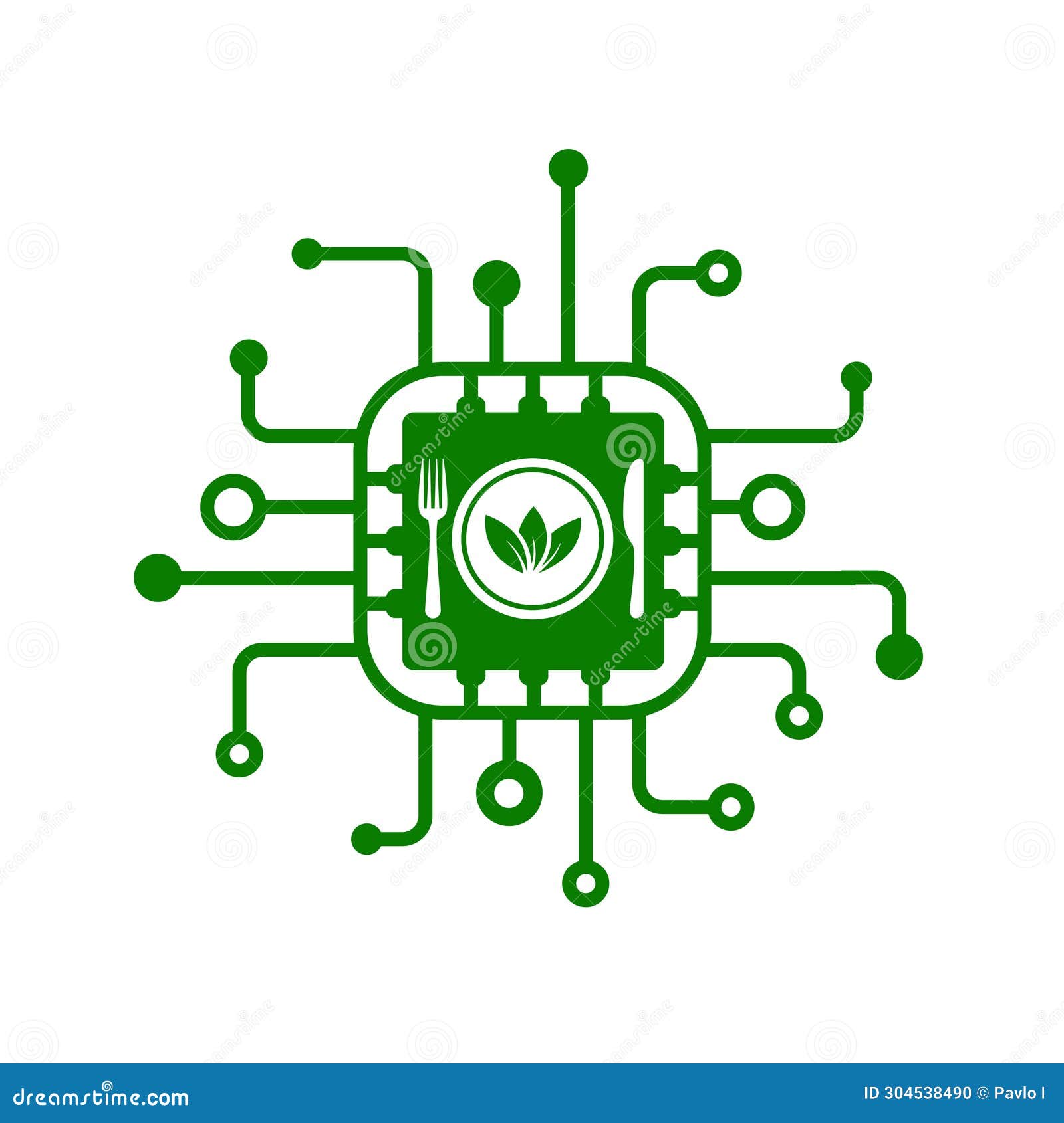 Microchip And Leaves Icon, Technology For The Production Of ...