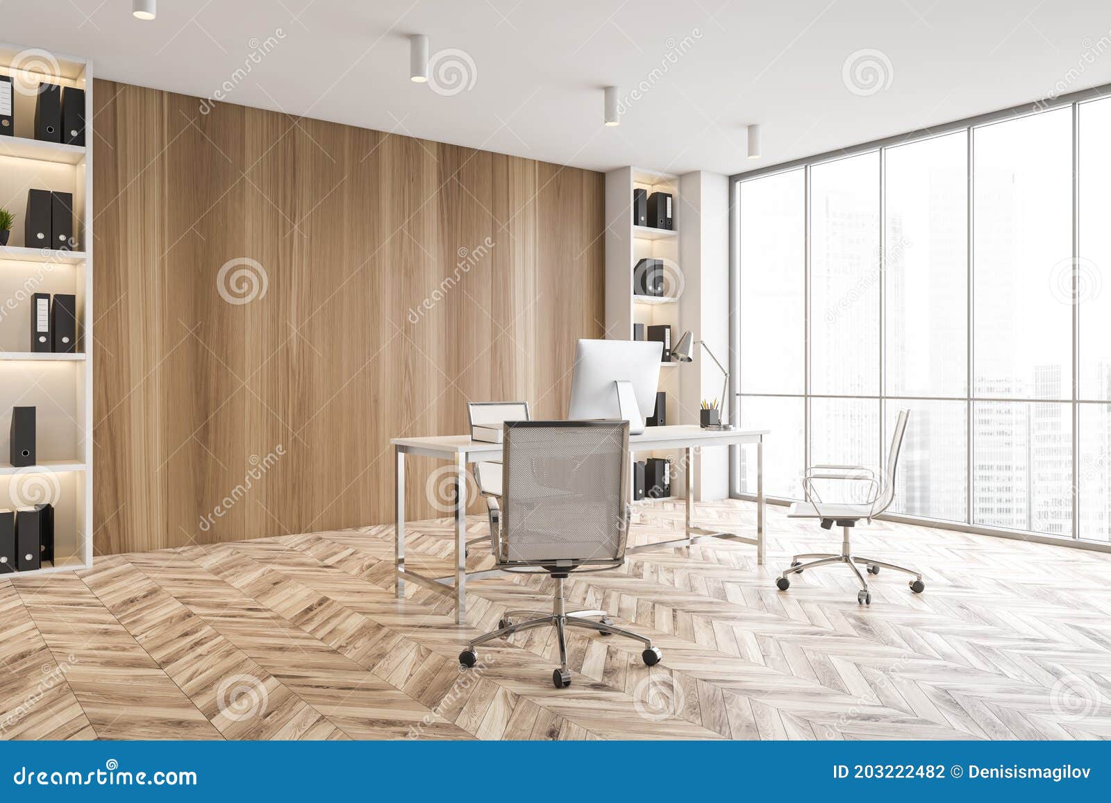 Modern White CEO Office Corner Stock Illustration - Illustration of ...