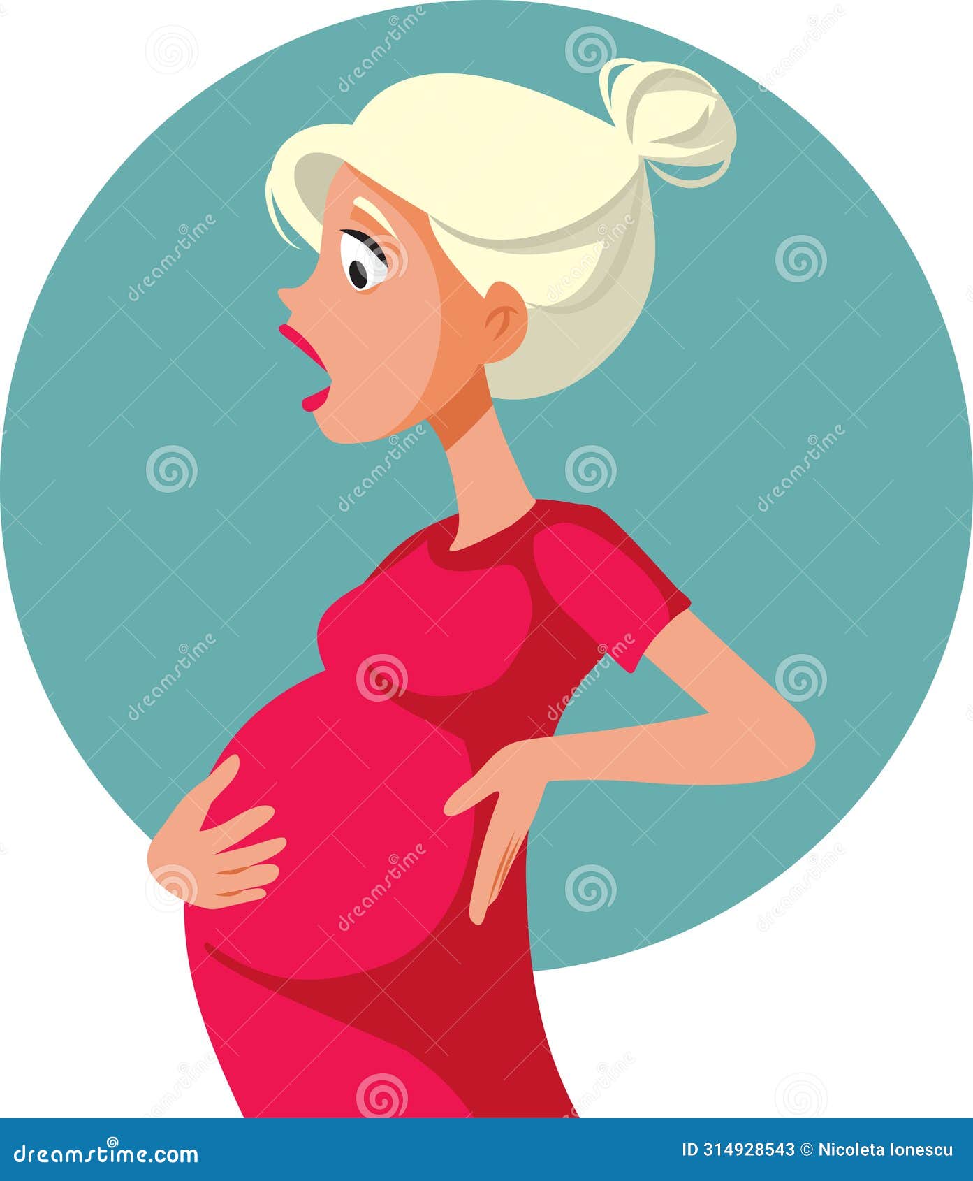 Surprised Pregnant Woman Holding Her Belly Vector Character Stock ...