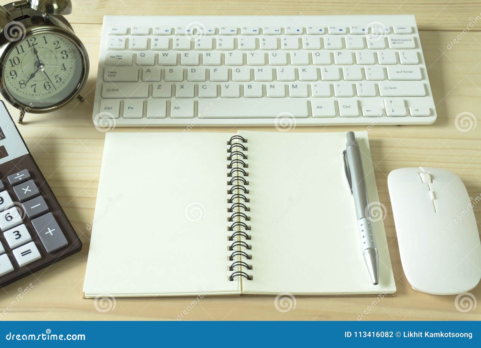 Office Desk with Copy Space. Digital Devices Wireless Keyboard and ...