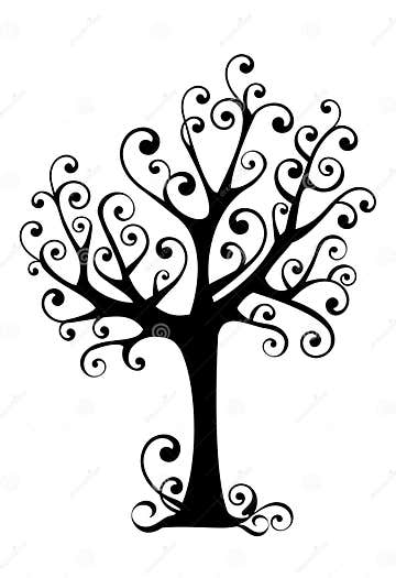 Ornamental tree silhouette stock vector. Illustration of backdrop - 5924279