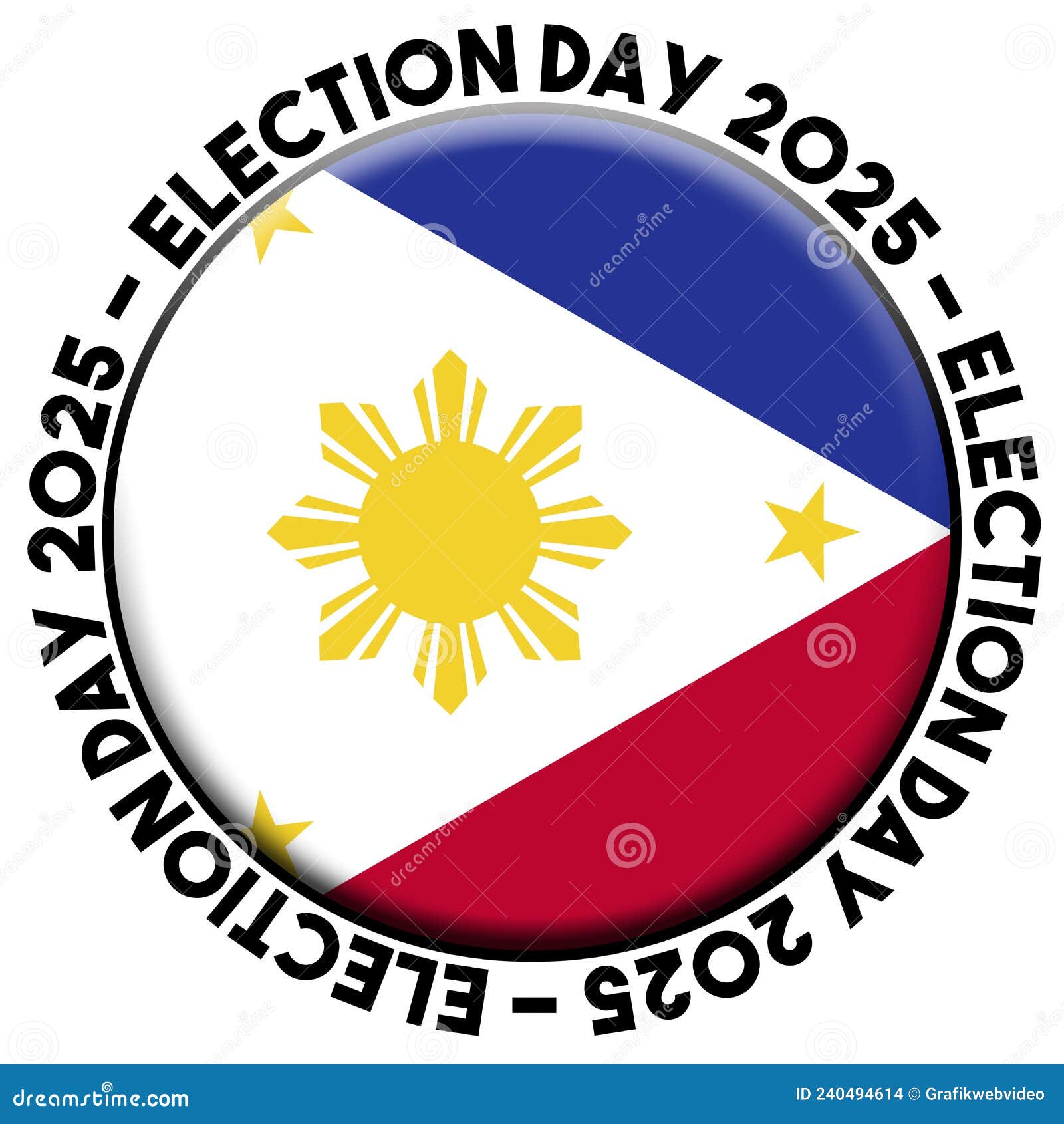 Philippines Election Day 2025 Circular Flag Concept - 3D Illustration Stock Illustration 