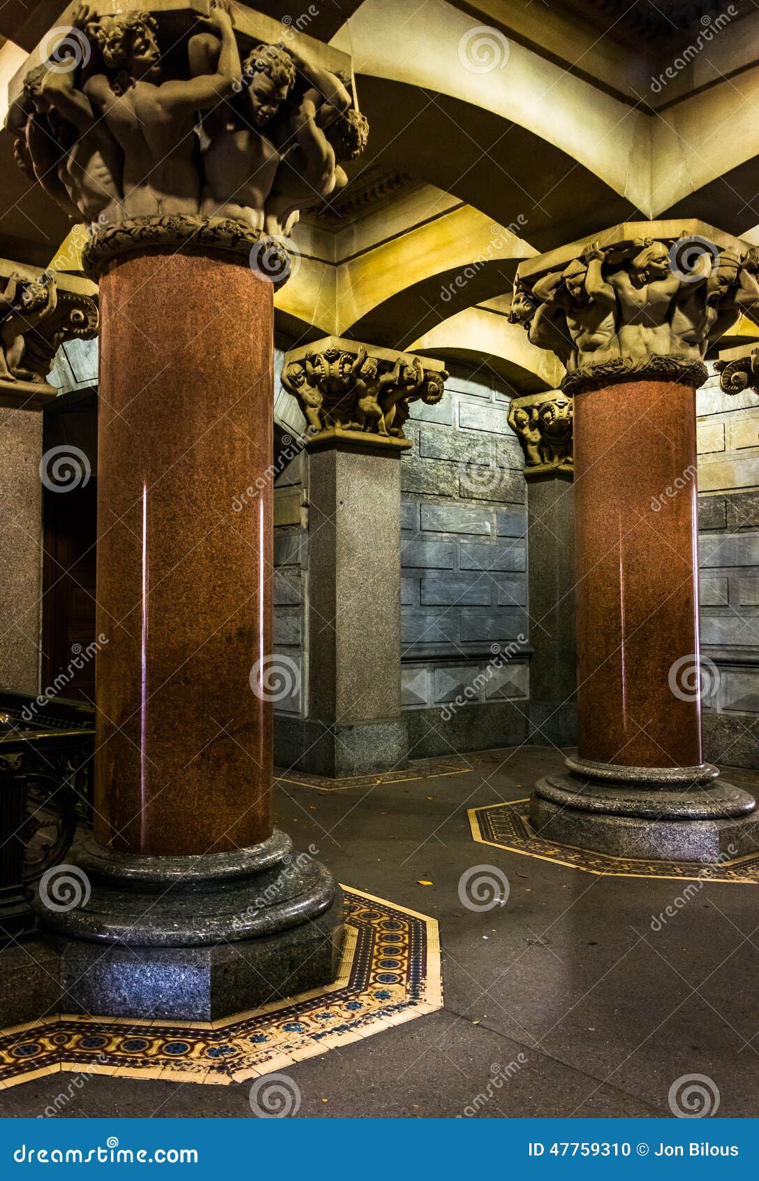 Pillars and Interesting Architecture Inside City Hall, Philadelphia