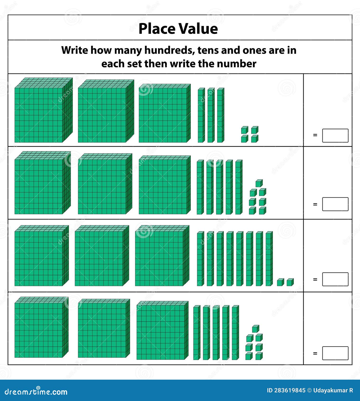 Place Value Hundreds Tens And Ones. 10 Blocks. And Single Blocks ...