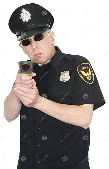 Police Officer, Radar Gun, Speed Trap, Isolated Stock Image - Image of ...