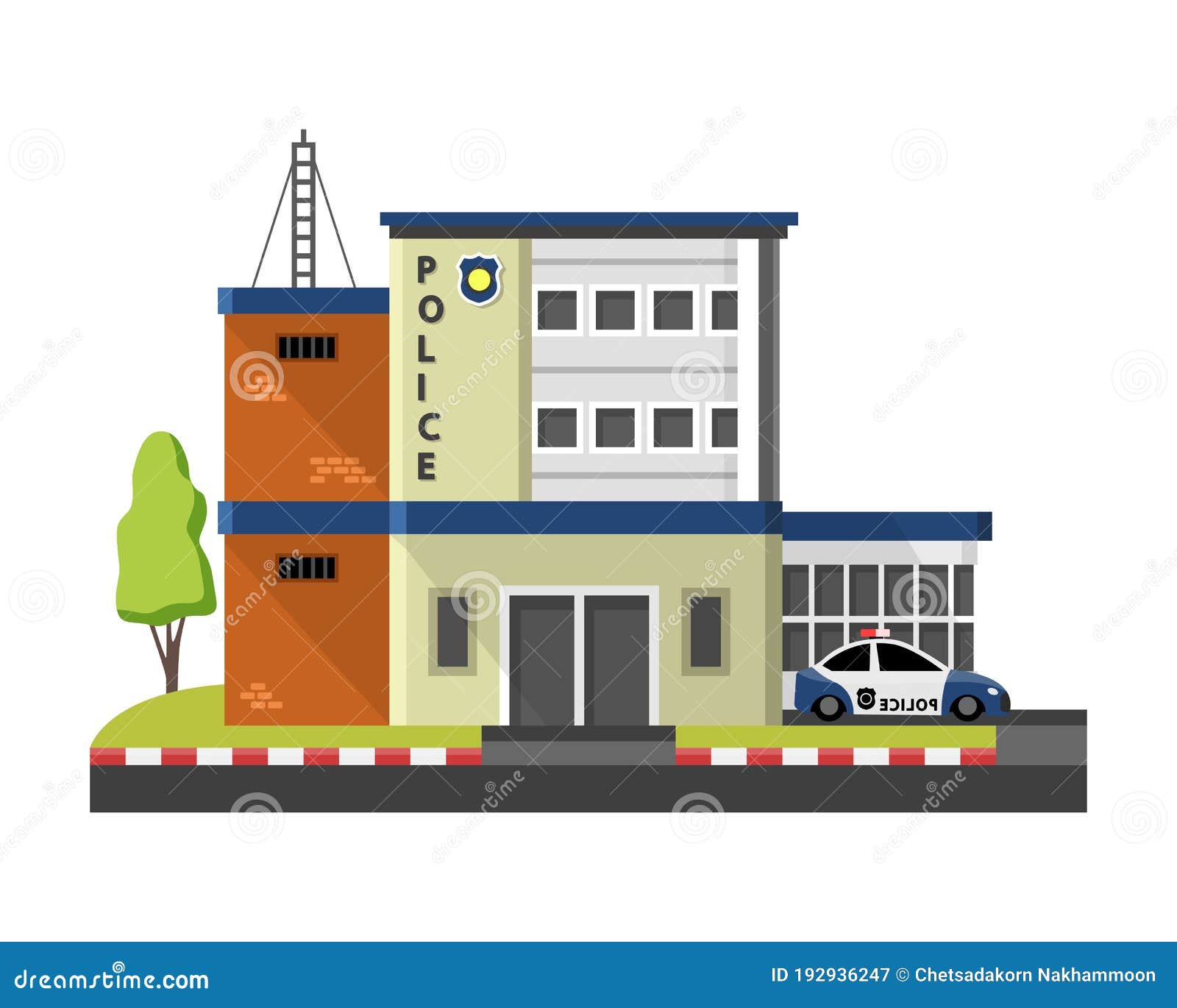 Police Station in Simple Flat Style Isolated on White Background Stock ...