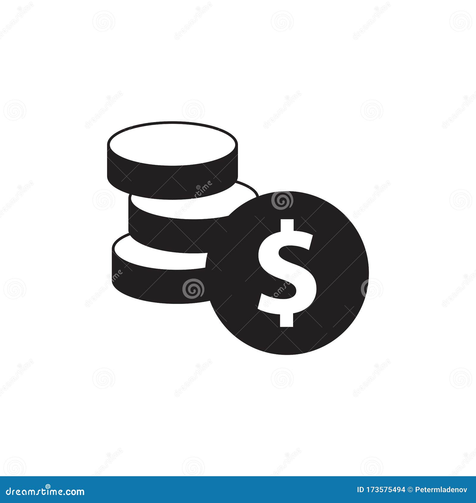 Line Icon Money Vector. Coins and Dollar Cent Sign Isolated on White ...