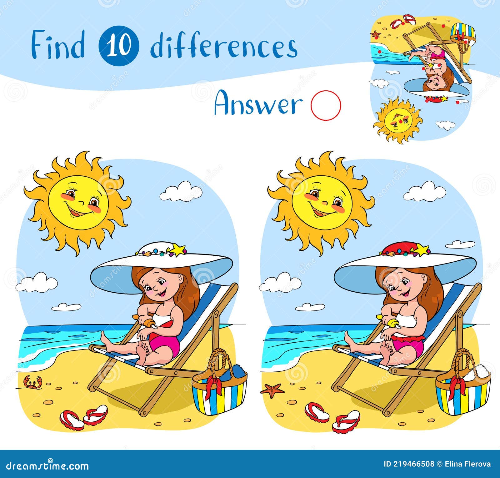 Find 10 Differences. Educational Game for Children Stock Vector ...