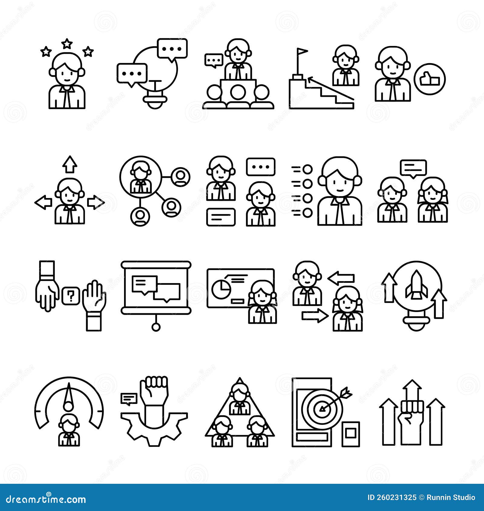 Set of Mentoring Training Icon with Outline Style Stock Vector ...