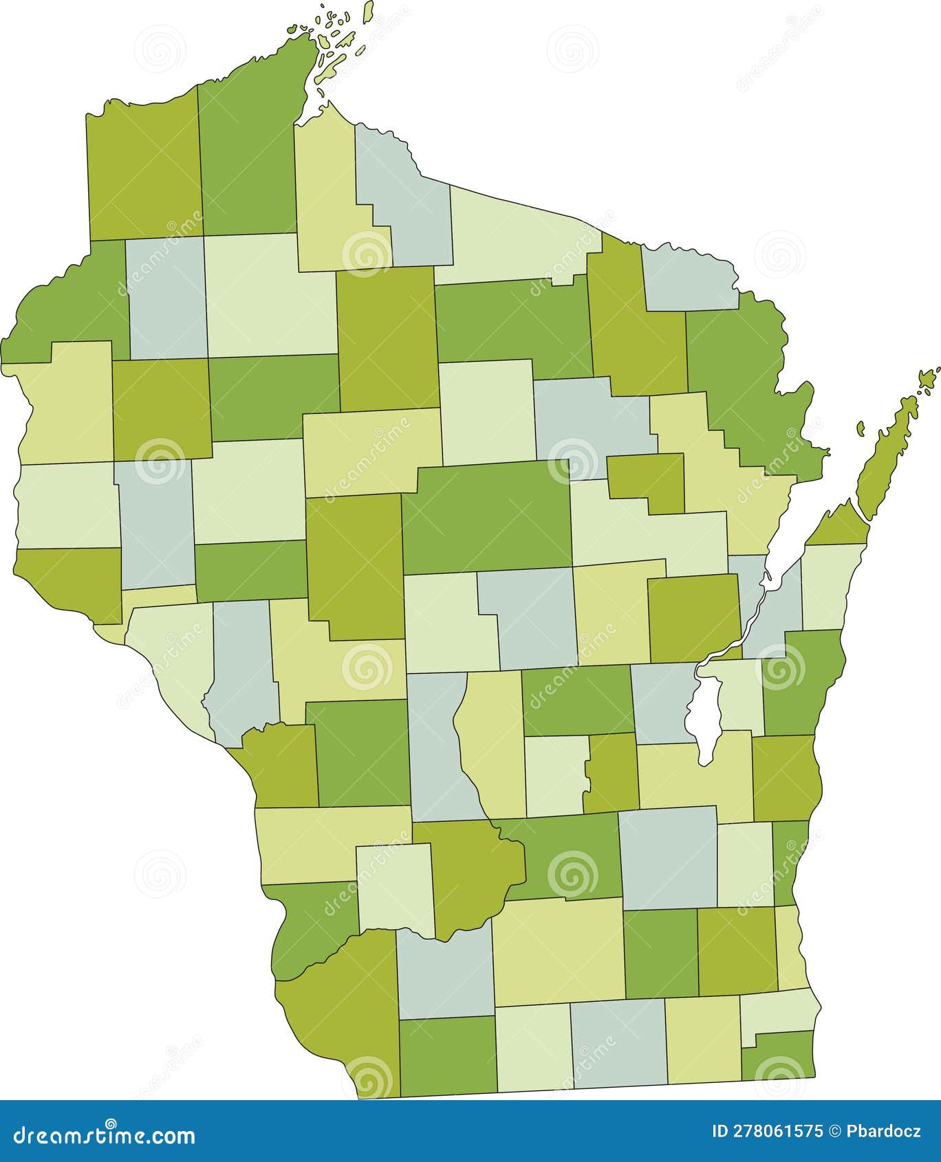 Wisconsin Map. Political Map Of Wisconsin With Boundaries In Outline ...