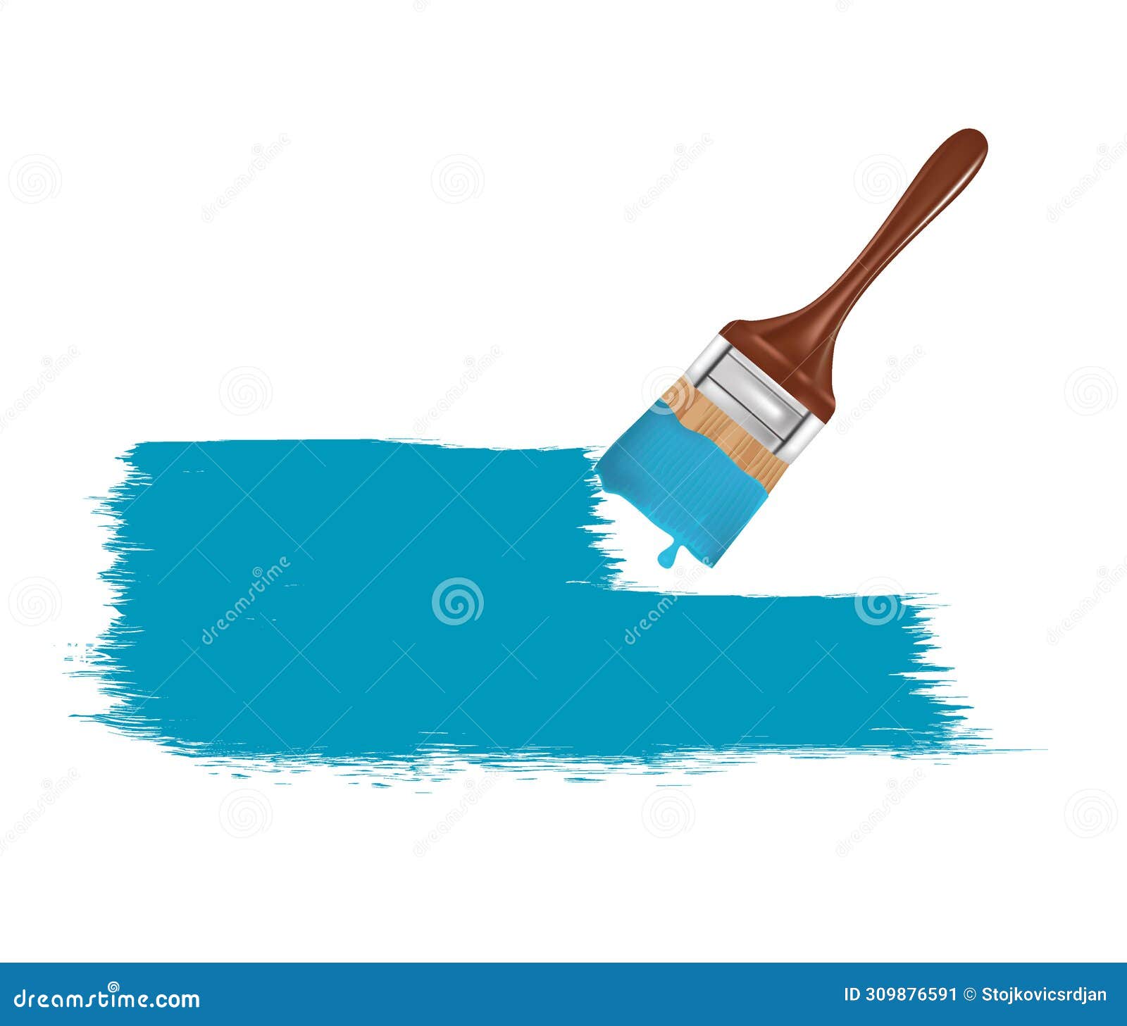 Blue paint brush stock vector. Illustration of concept - 309876591