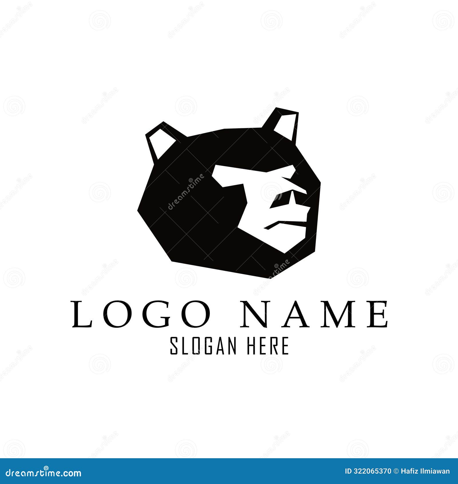 Low Poly Black and White Bear Logo Suitable for Brave, Minimalist and ...