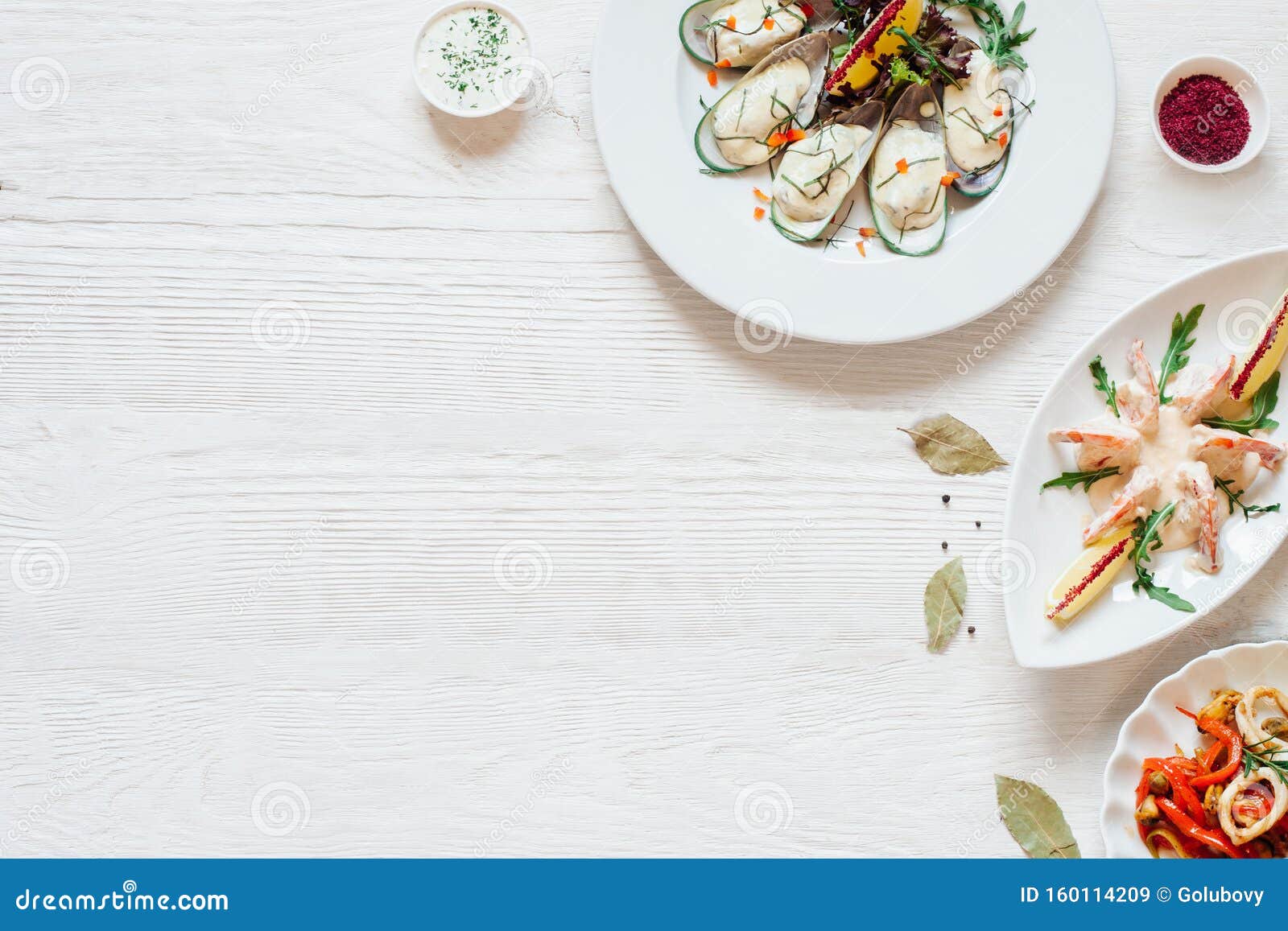 Professional Catering Service Seafood Dishes Stock Image - Image of fish,  meal: 160114209