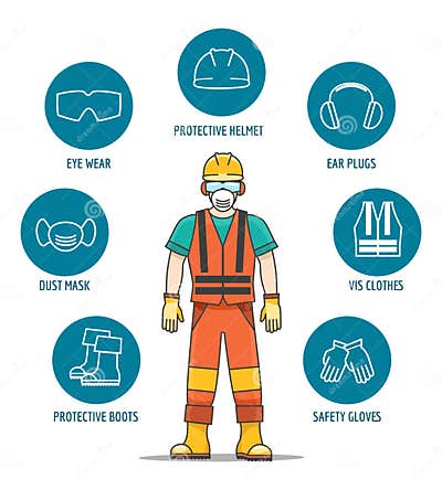 Protective and Safety Equipment Stock Vector - Illustration of glasses ...