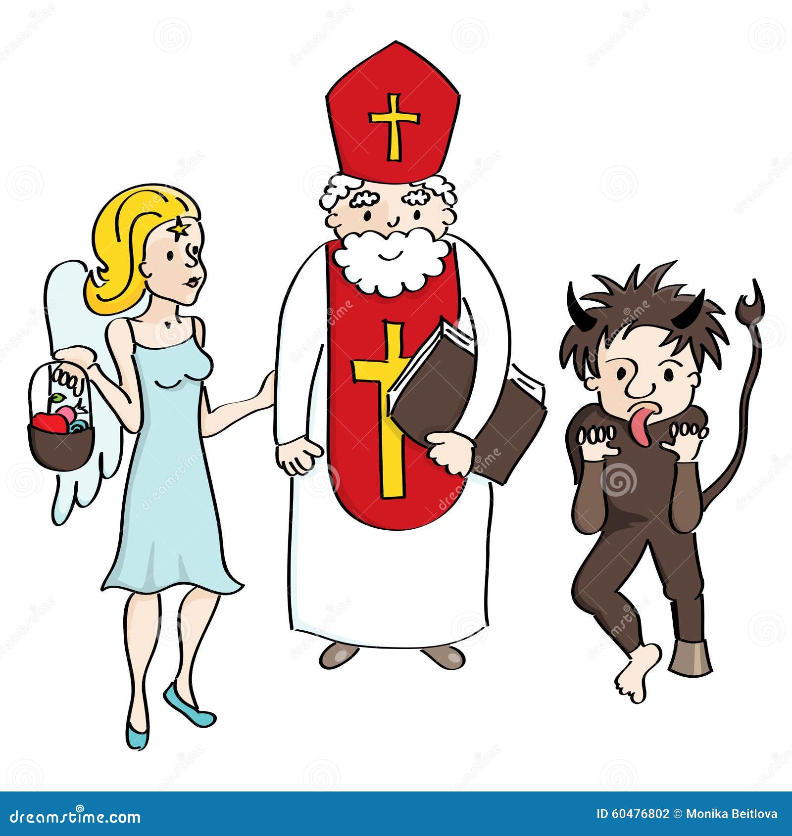 Saint Nicholas, Angel and Devil Stock Vector - Illustration of slovak ...