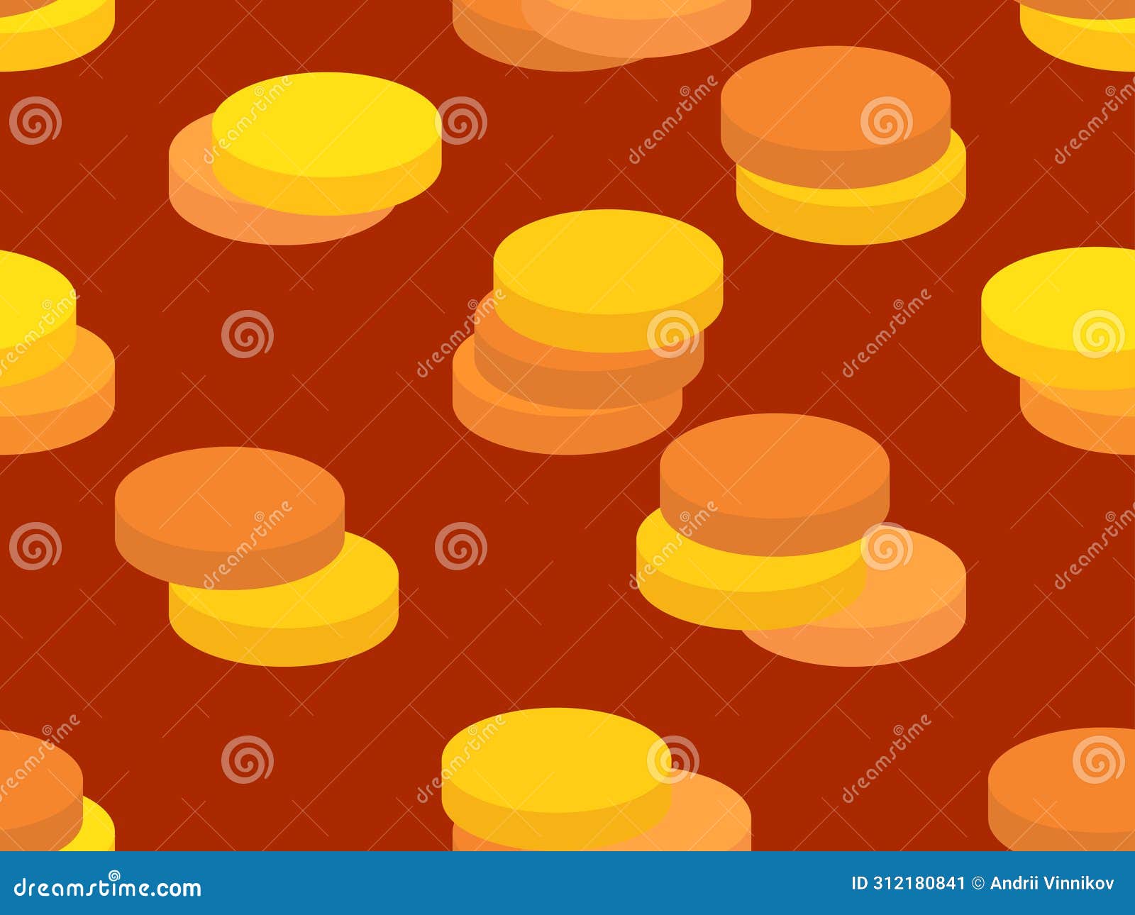 Seamless Pattern of Gold Coins in 3D Style. Isometric Stack of Gold ...