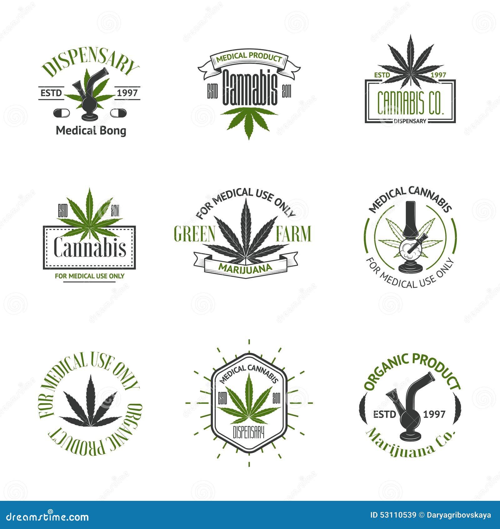 Set of Medical Marijuana Logos. Cannabis Badges Stock Vector ...