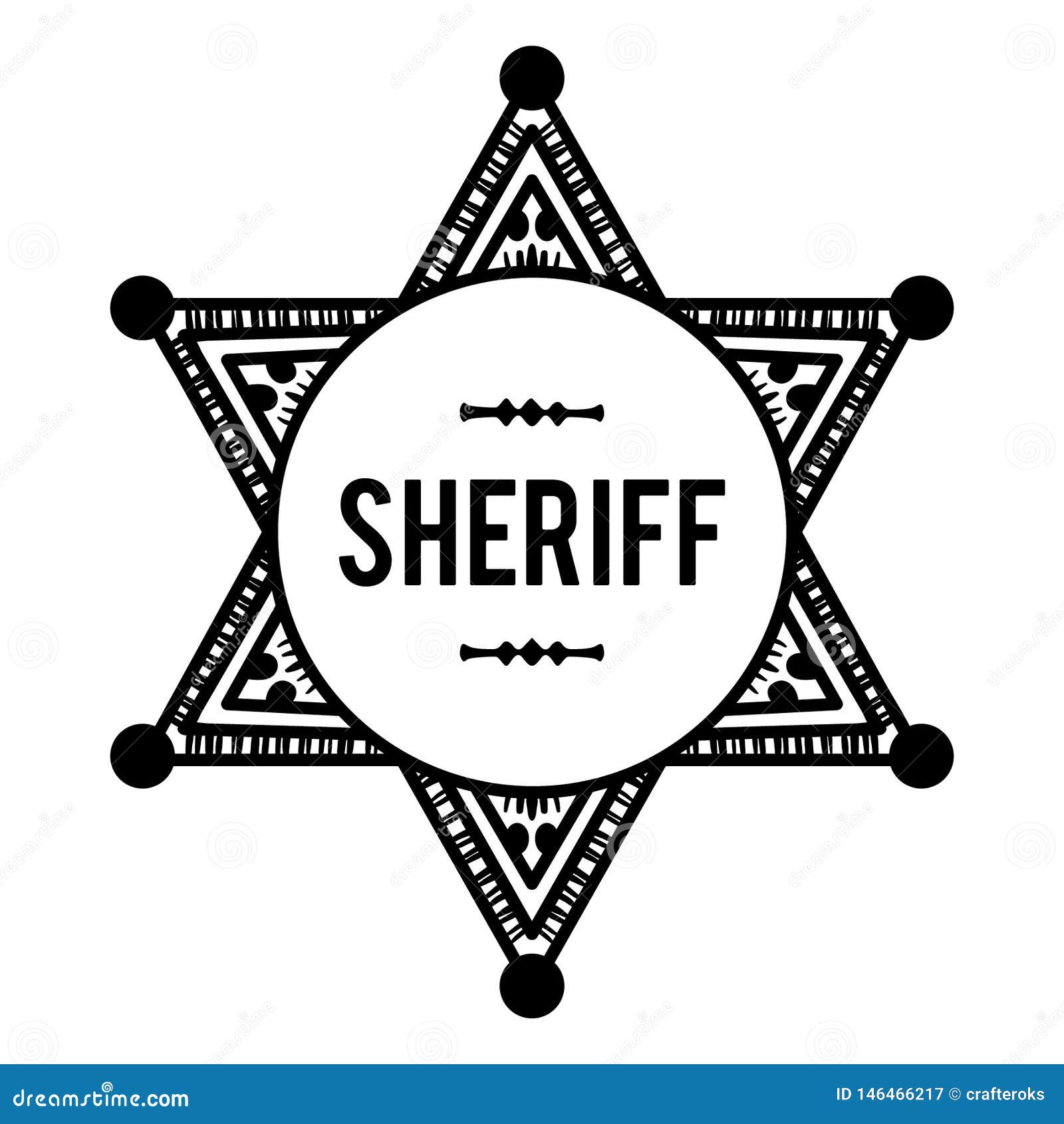 Sheriff`s Badge Vector, Hand Drawn, Vector, Eps, Logo, Icon, Crafteroks ...