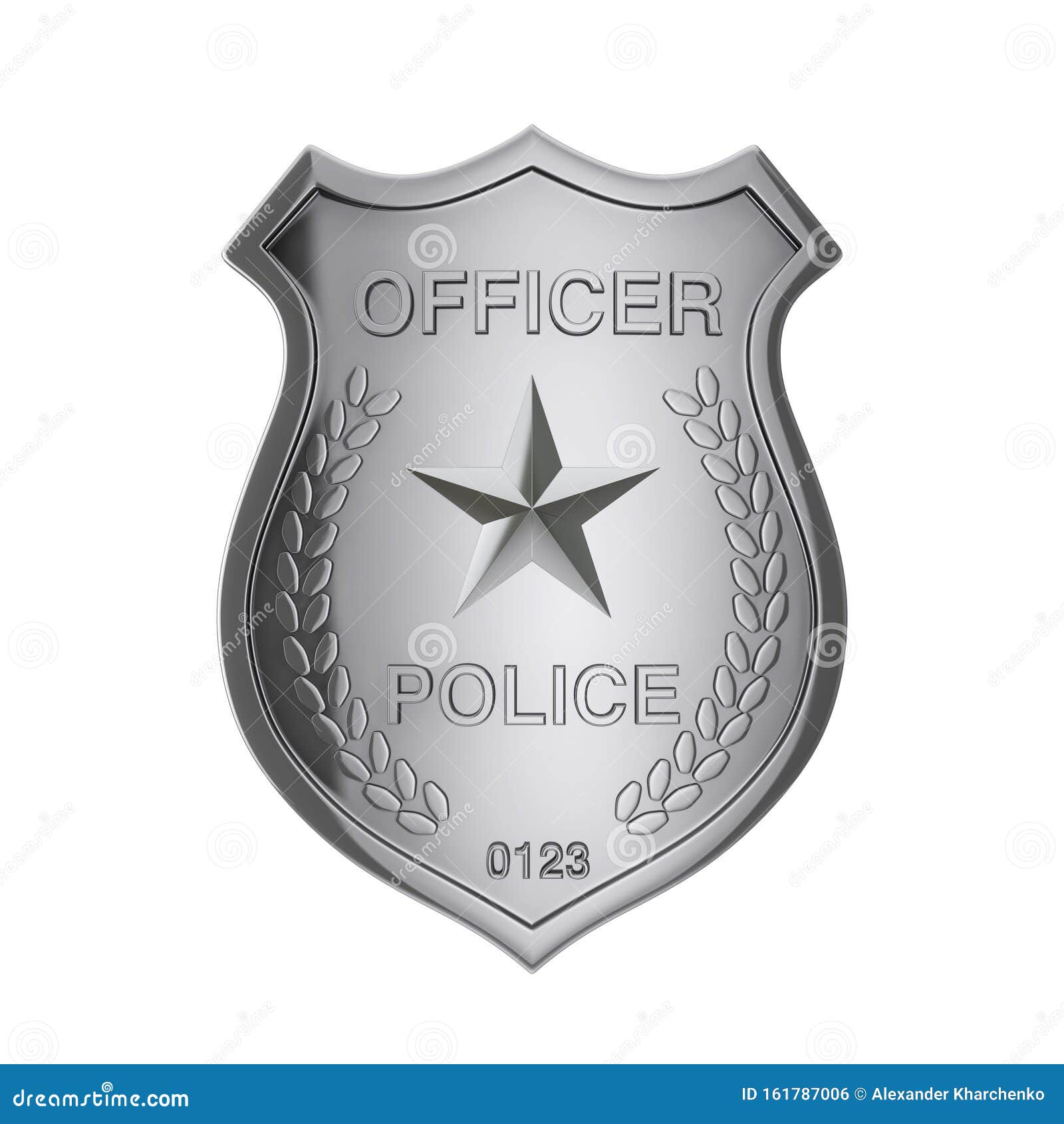 Silver Police Officer Badge. 3d Rendering Stock Illustration ...