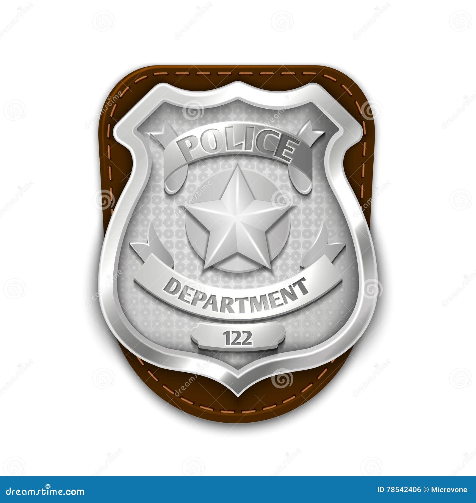 Silver Steel Police, Security Badge on White Background Vector ...