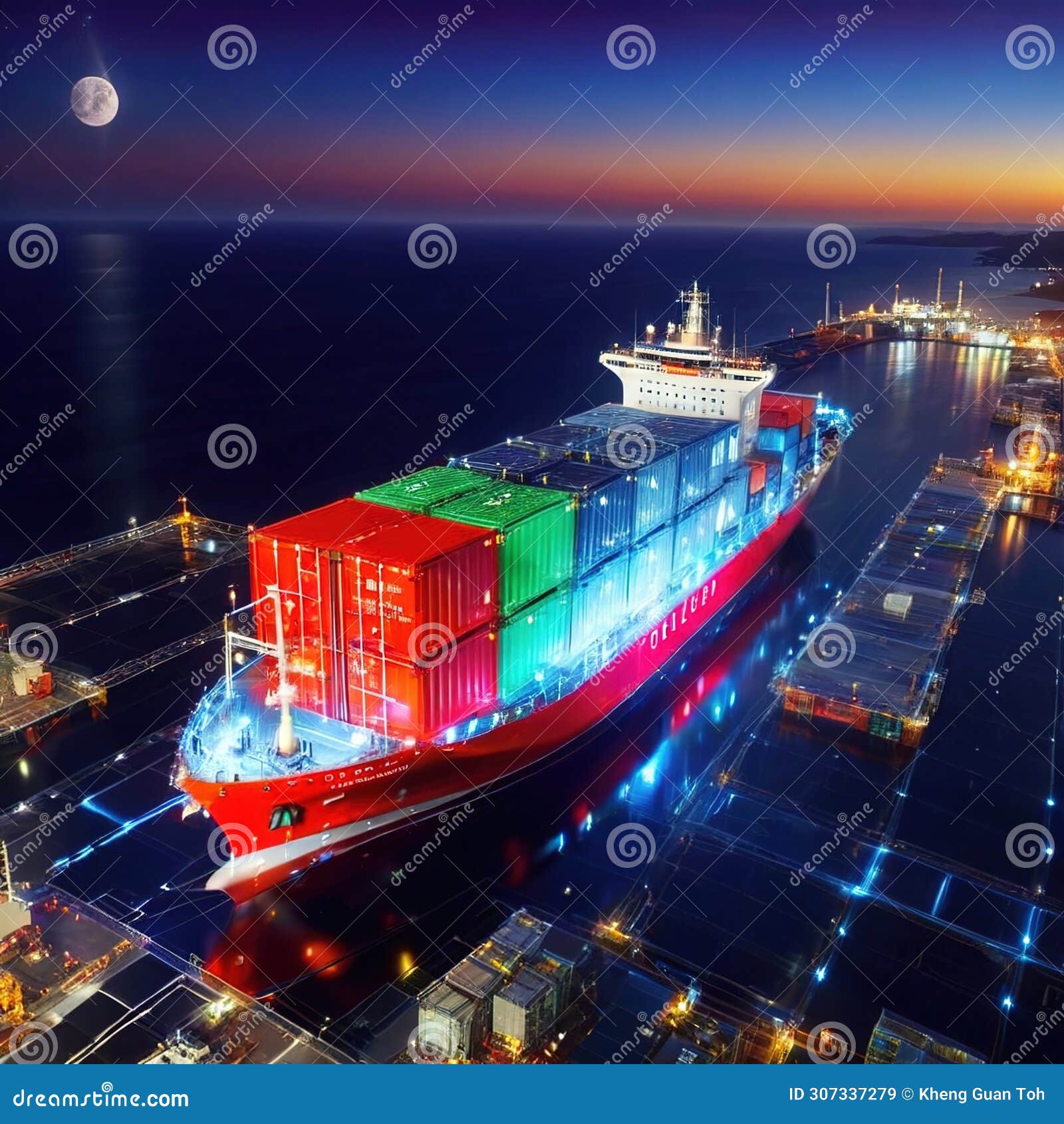 Smart Logistics and Transportation by Sea with Container Ship Digital ...