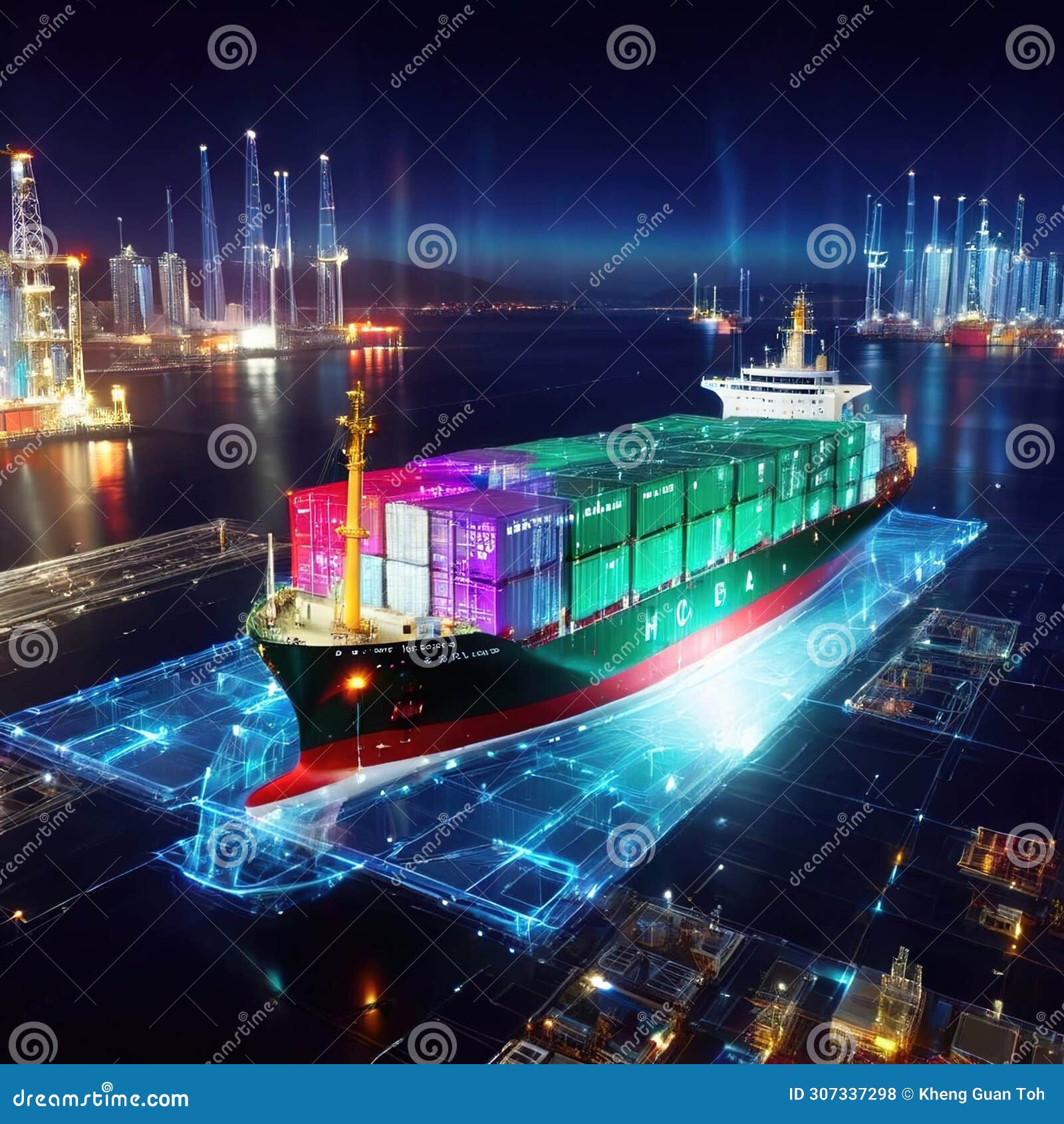 Smart Logistics and Transportation by Sea with Container Ship Digital ...