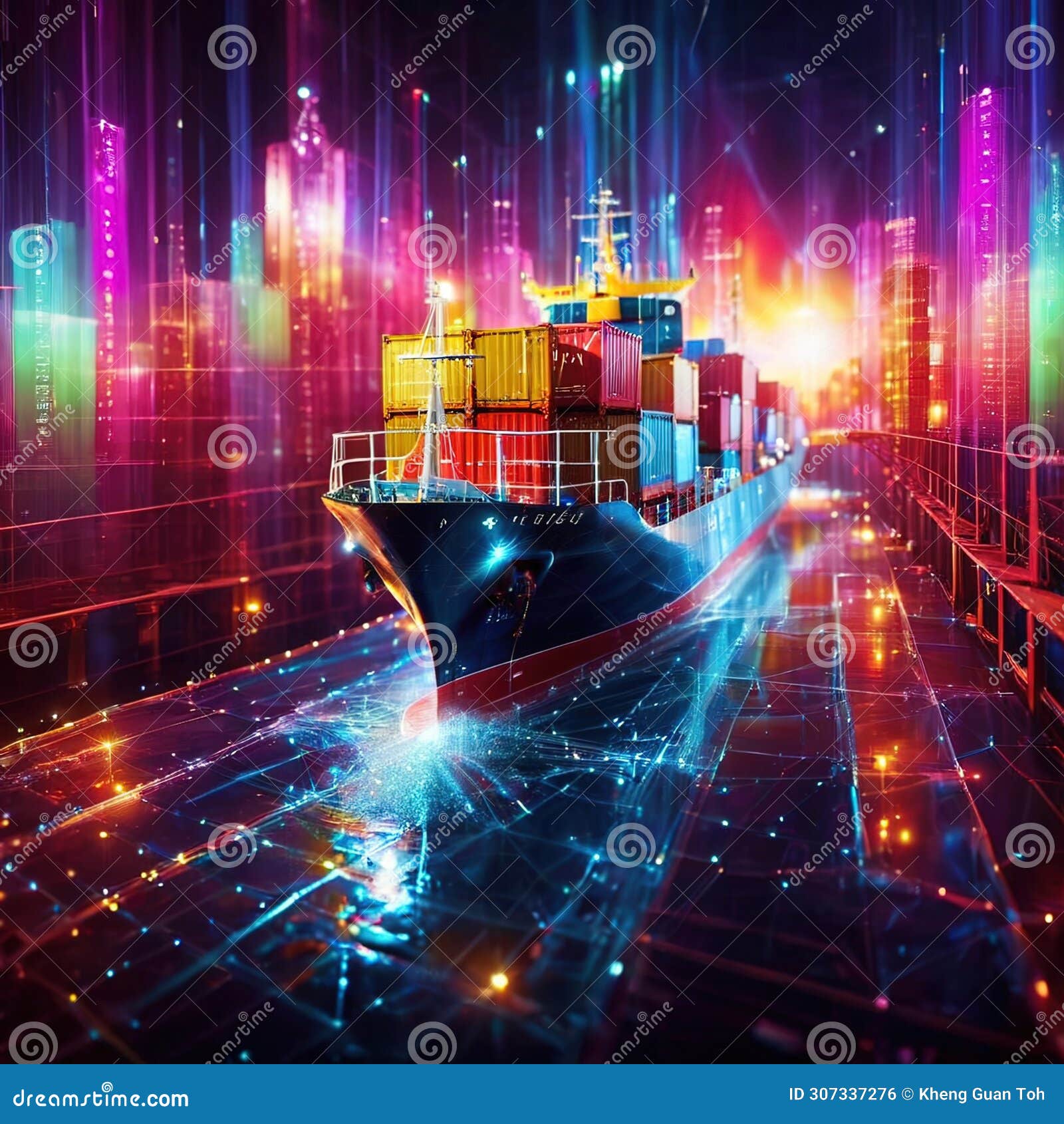 Smart Logistics and Transportation by Sea with Container Ship Digital ...