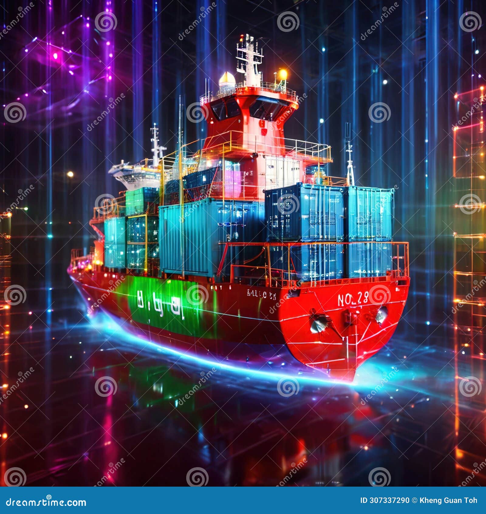 Smart Logistics and Transportation by Sea with Container Ship Digital ...