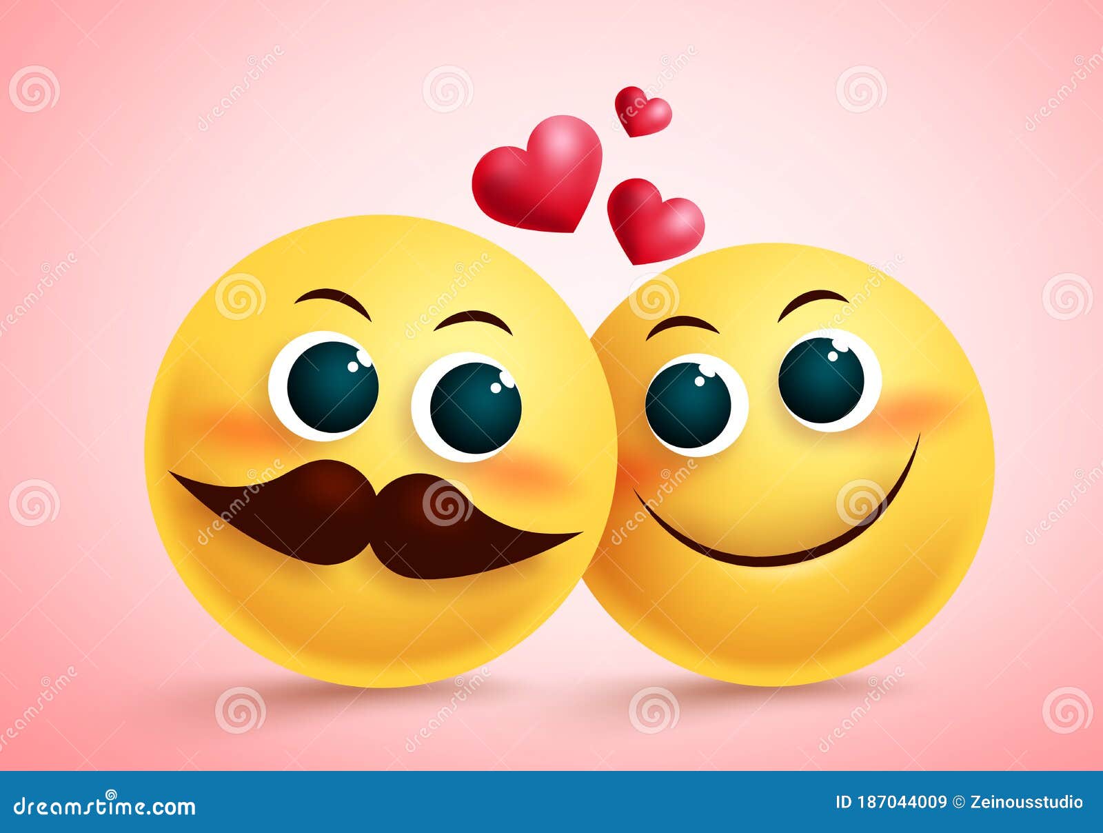 Smiley Emoji Couple in Love Vector Design. Yellow Cute Emojis Lovers  Character with Blush Face and Heart Element. Stock Vector - Illustration of  heart, smile: 187044009