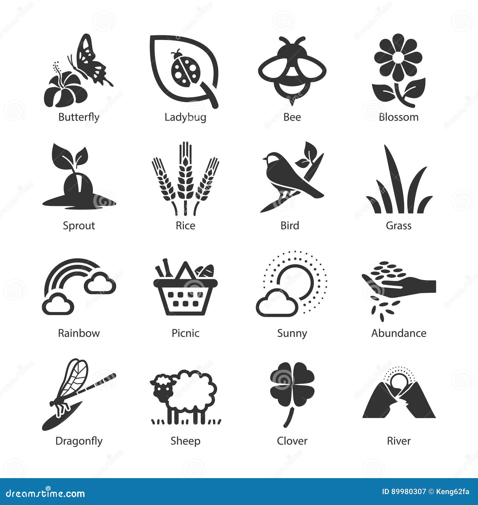 Spring icons stock vector. Illustration of life, animal - 89980307