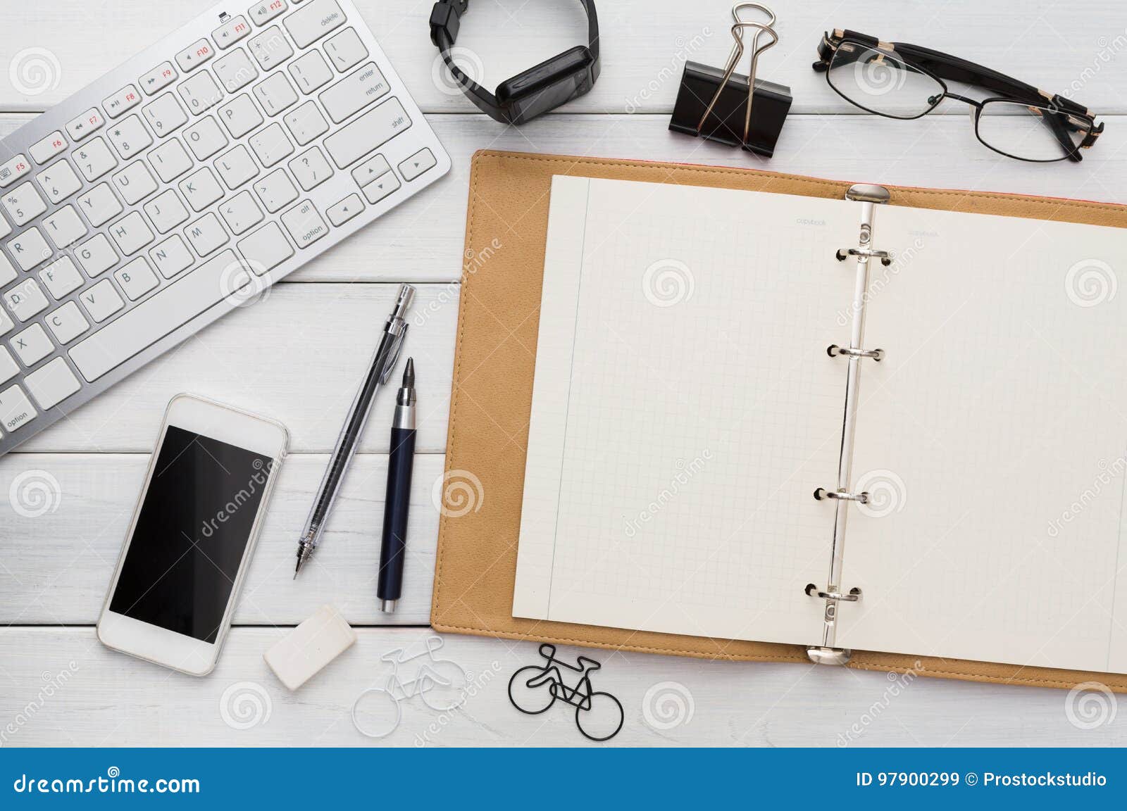 Stationery Supplies - Flat Lay of Workplace Stock Image - Image of ...