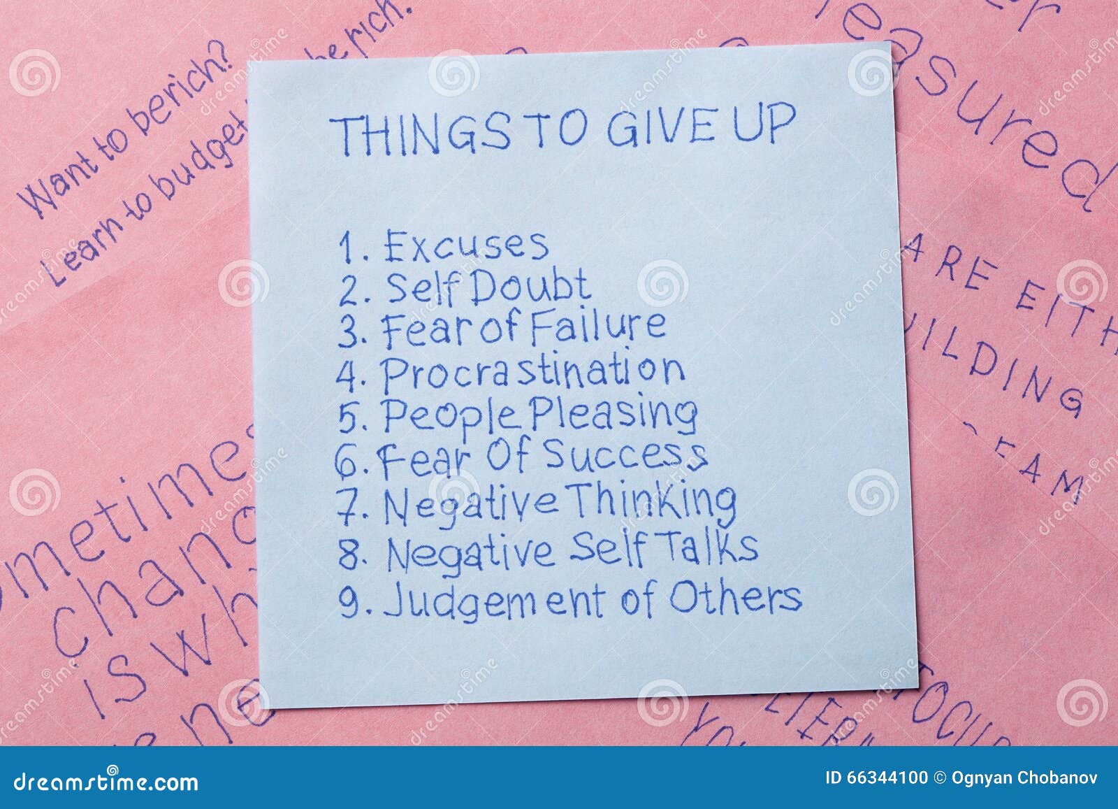 Sticky Note with Text Things To Give Up Stock Photo - Image of life ...