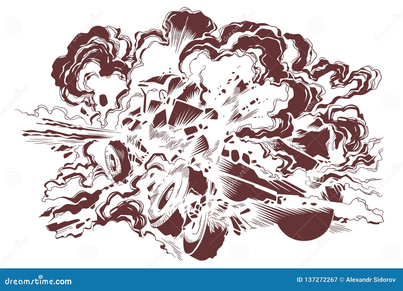 Explosion of Truck. Stock Illustration Stock Vector - Illustration of ...