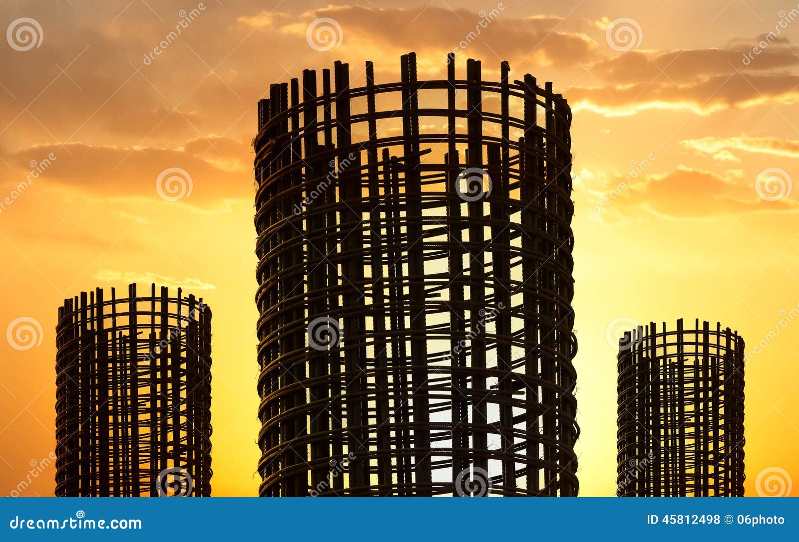 Stock Rebar at Construction Stock Photo - Image of silhouette ... image.