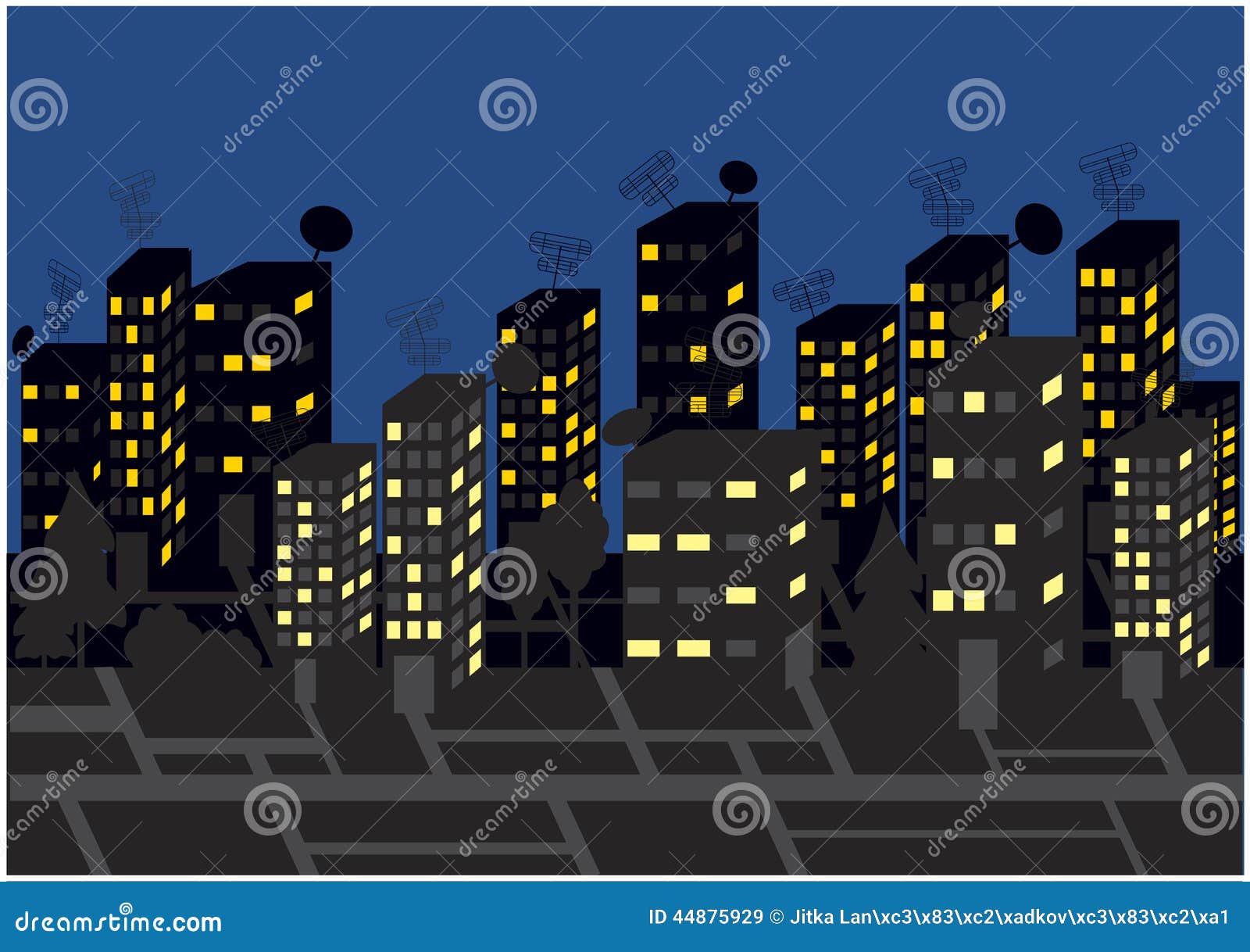 Streets by night stock illustration. Illustration of bright - 44875929